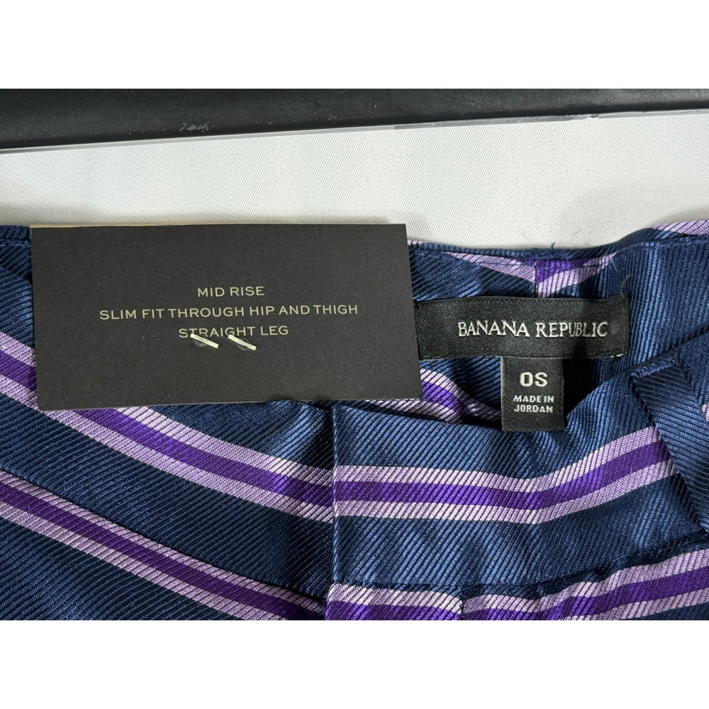 Banana Republic Ryan OS Navy Purple Striped Slim Fit Mid Rise Pants NWT - Picture 8 of 8